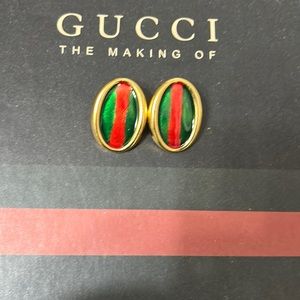 RARE VINTAGE TRIFARI ENAMEL GOLDTONE EARRINGS